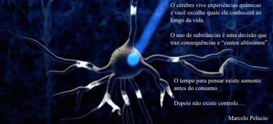 O cérebro vive experiências químicas e você escolhe quais ele conhecerá ao longo da vida. O uso de substâncias é uma decisão que traz consequências e "custos altíssimos". O tempo para pensar existe somente antes do consumo. Depois não existe controle...